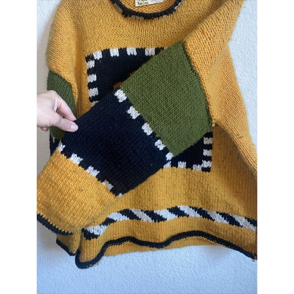 Vintage Pura Lana Tribal Colorblock Ecuador 100% Wool Western Aztec Indian Rare - Picture 3 of 10